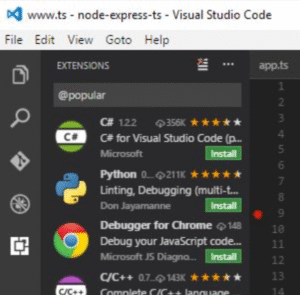 vs code خيار Extensions